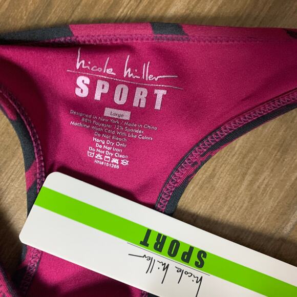 Low Impact Longline Sports Bra Maroon Pink Large Yoga Studio Nicole Miller NEW - Picture 4 of 4